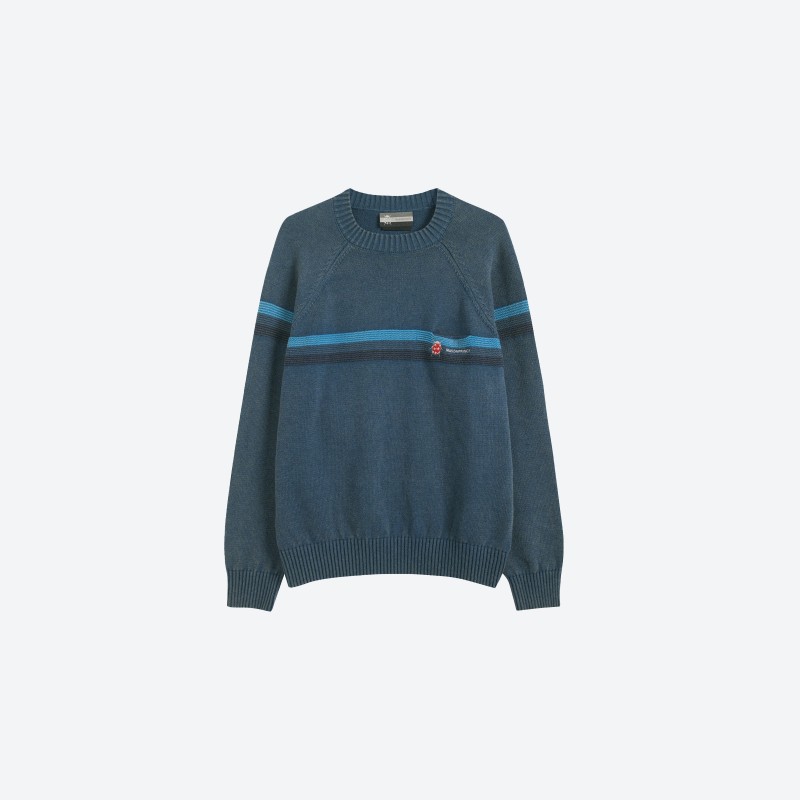 Striped Washed Crewneck Sweater